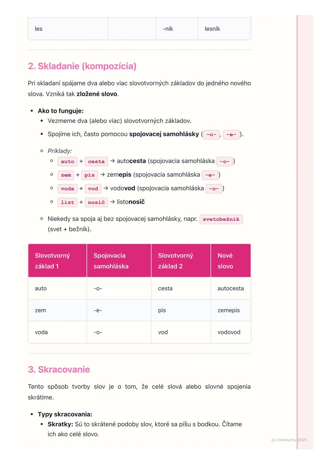 # Tvorenie slov
Prehľad / Úvod
Takže, dnes si zopakujeme a lepšie pochopíme, ako vlastne vznikajú nové
slová v slovenčine. Je to dôležité,