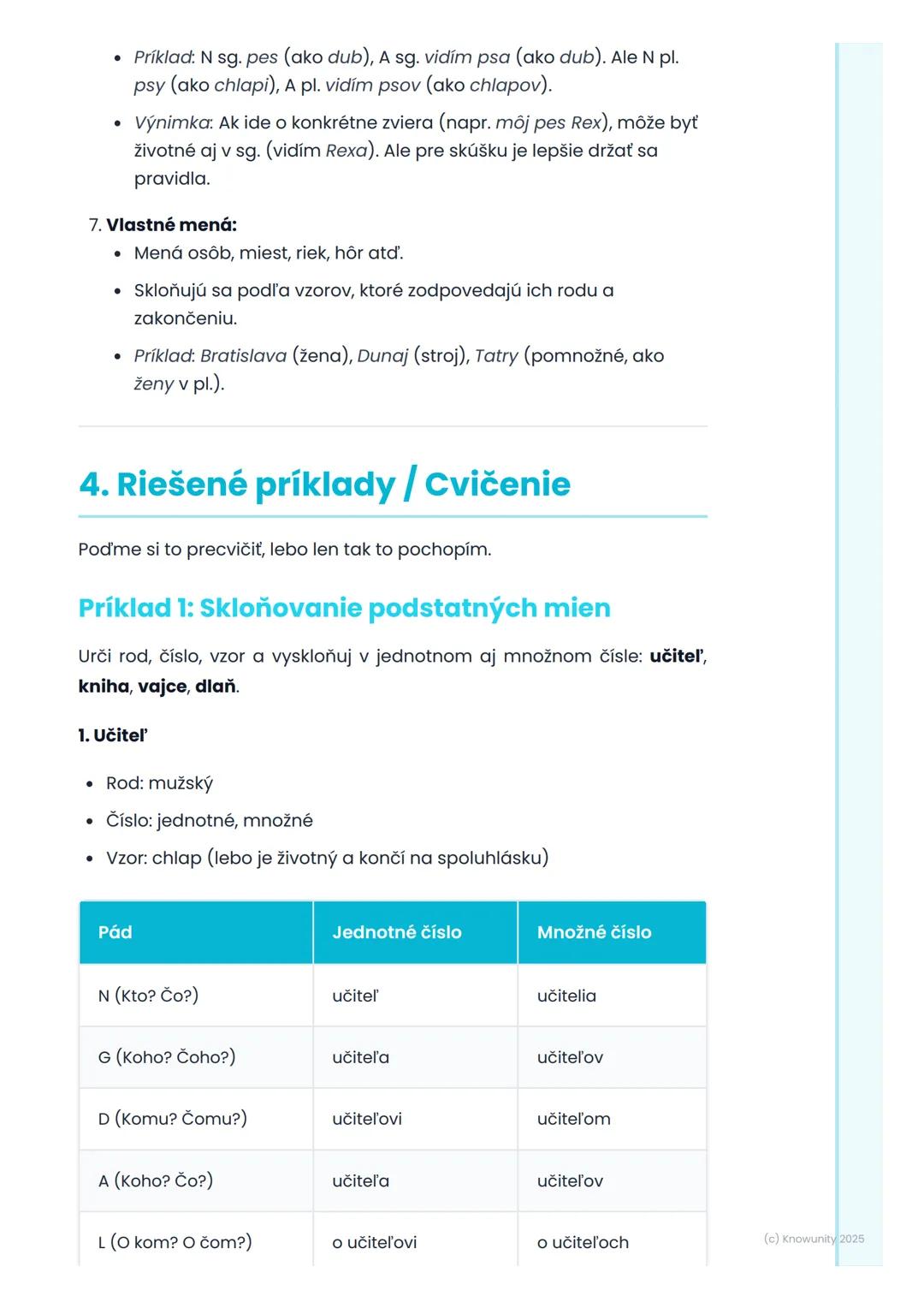 # Podstatné mená
## 1. Prehľad podstatných mien
Podstatné mená sú super dôležité, lebo pomenúvajú všetko okolo nás
ľudí, zvieratá, veci, v