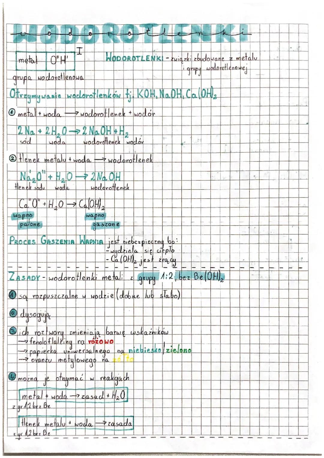 metal O"H'
نف علقممممم
wodorotlenowa
grupa
Otrzymywanie wodorotlenków tj. KOH, NaOH, Ca(OH)₂
Ⓒmetal + wodawodorotlenek + wodór
wapno
I
2 Na
