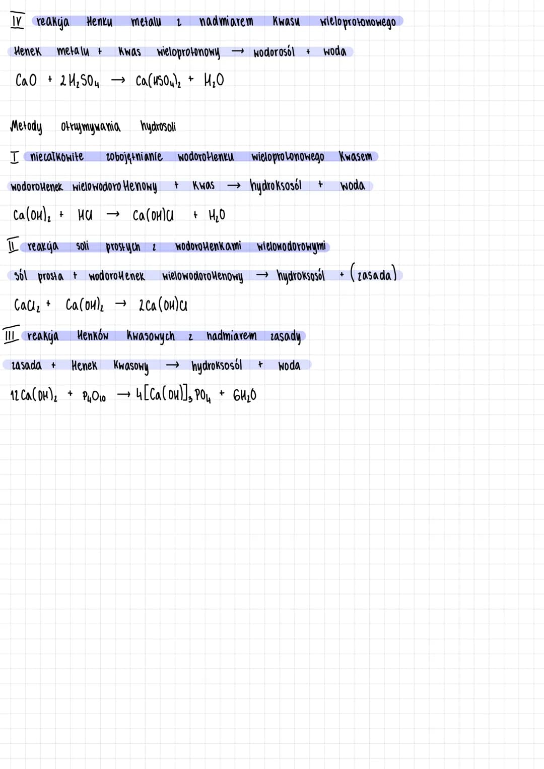 # Metody otrzymywania soli
## Sole proste
1. Melody uniwersalne
- metal aktywny + Kwas $\rightarrow$ sól + wodór
Mg, Ca, Fe, N