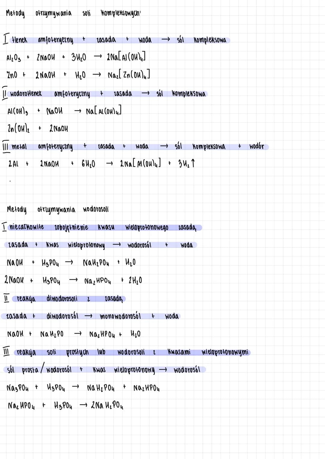 # Metody otrzymywania soli
## Sole proste
1. Melody uniwersalne
- metal aktywny + Kwas $\rightarrow$ sól + wodór
Mg, Ca, Fe, N