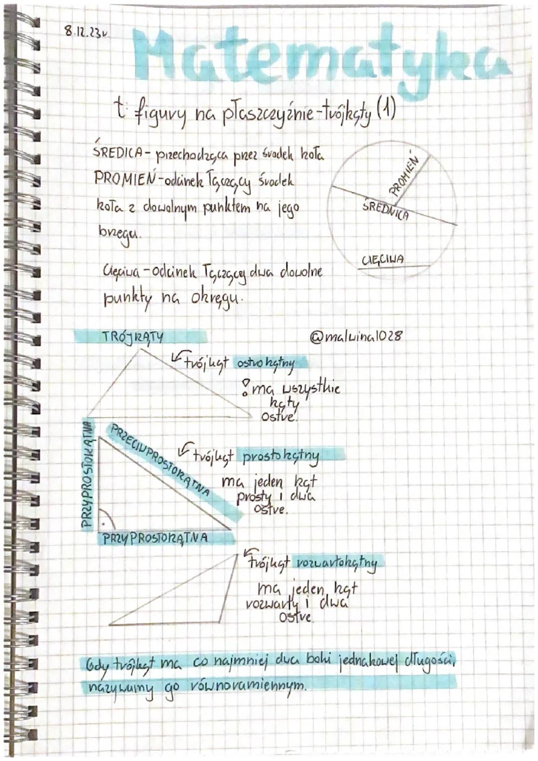 Figury na płaszczyźnie- trójkąty (1) klasa 6