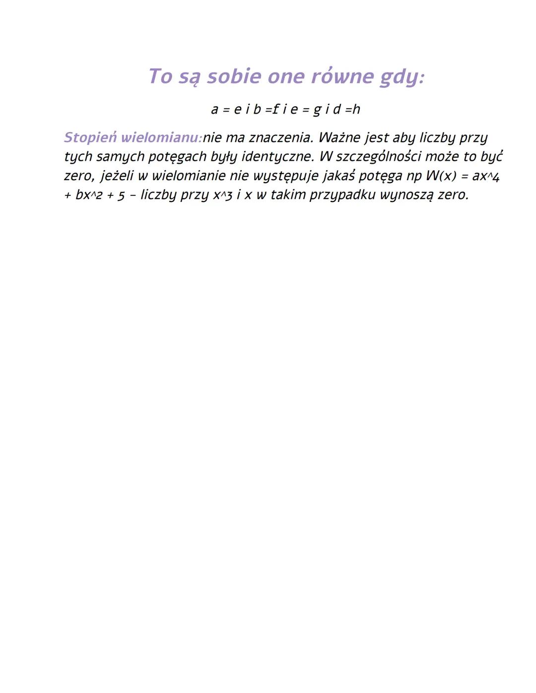 # WIELOMIΑΝ
Wielomianem nazywamy funkcję:
W(x) = anxn+an-1xn-1+an-2xn-2+... +a1x+ao, gdzie współczynnik i zmienna x
są liczbami rzeczywist