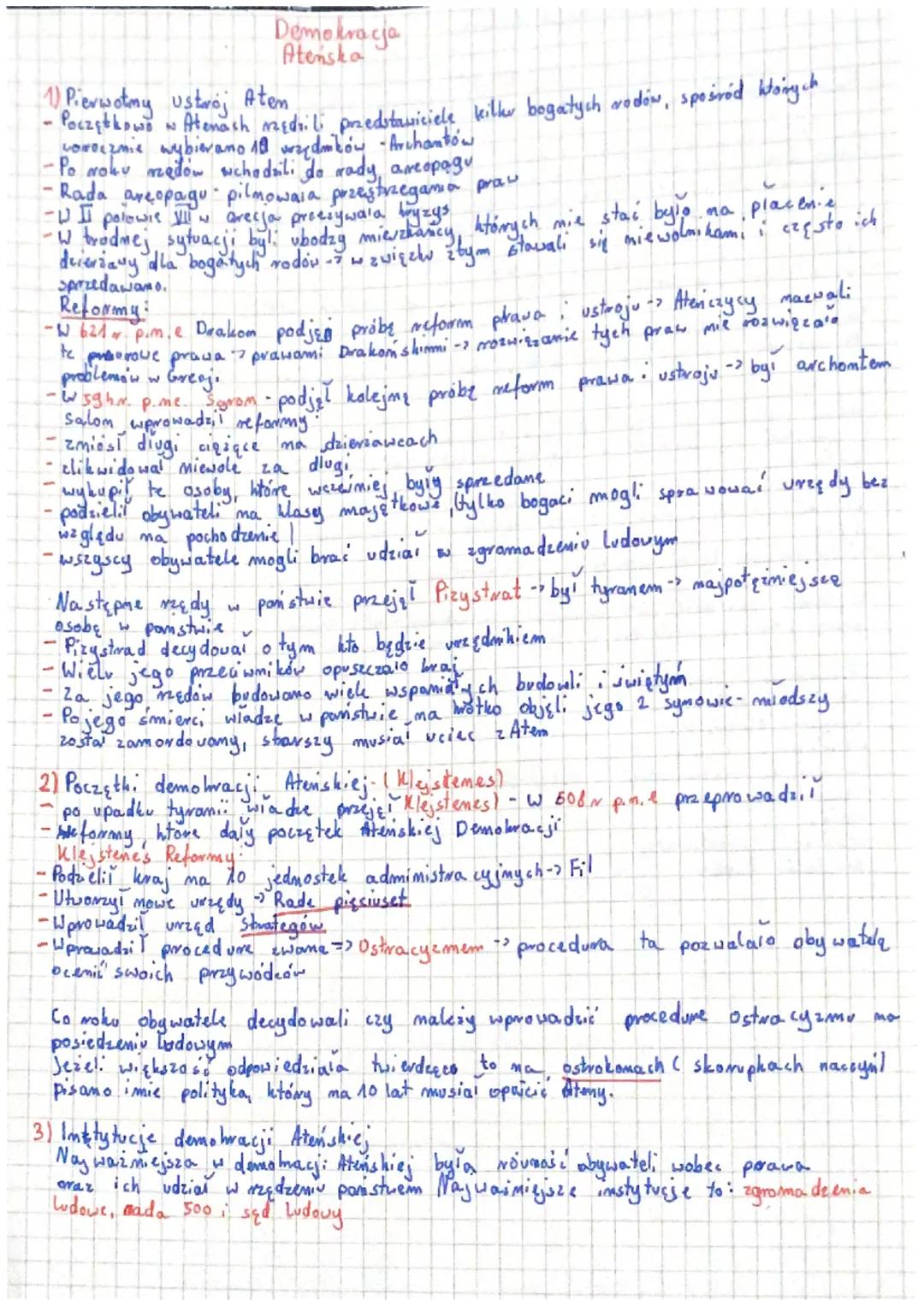 Demokracja
Atenska
1) Pierwotny ustaroj Aten
N
- Początkowo w Atenach medzili przedstawiciele kilku bogatych rodów, spośród ktorych
coroczni