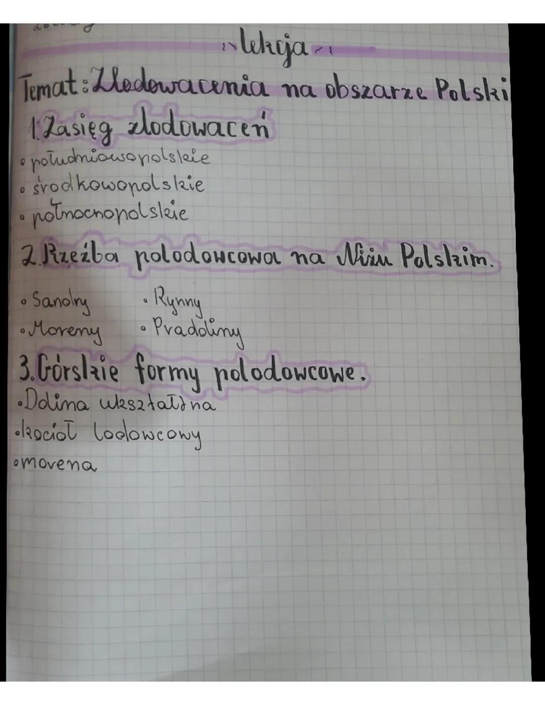 Geografia klasa 7 zlodowacenia na obszarze polski