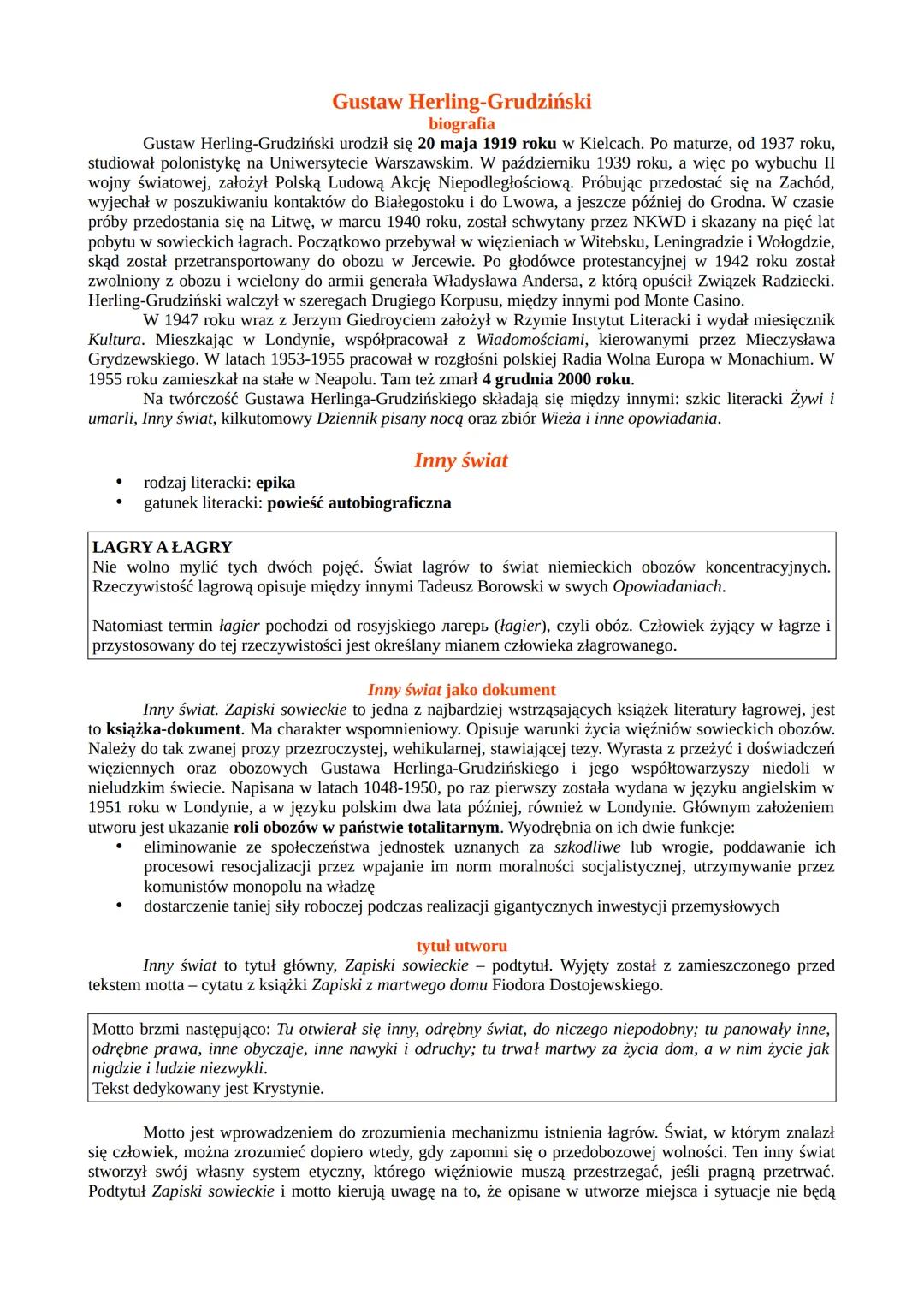 --- OCR Start ---
Gustaw Herling-Grudziński
biografia
Gustaw Herling-Grudziński urodził się 20 maja 1919 roku w Kielcach. Po maturze, od 193
