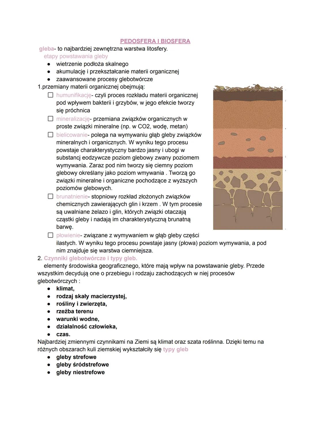 # PEDOSFERA I BIOSFERA
gleba- to najbardziej zewnętrzna warstwa litosfery.
etapy powstawania gleby
- wietrzenie podłoża skalnego
- akumula