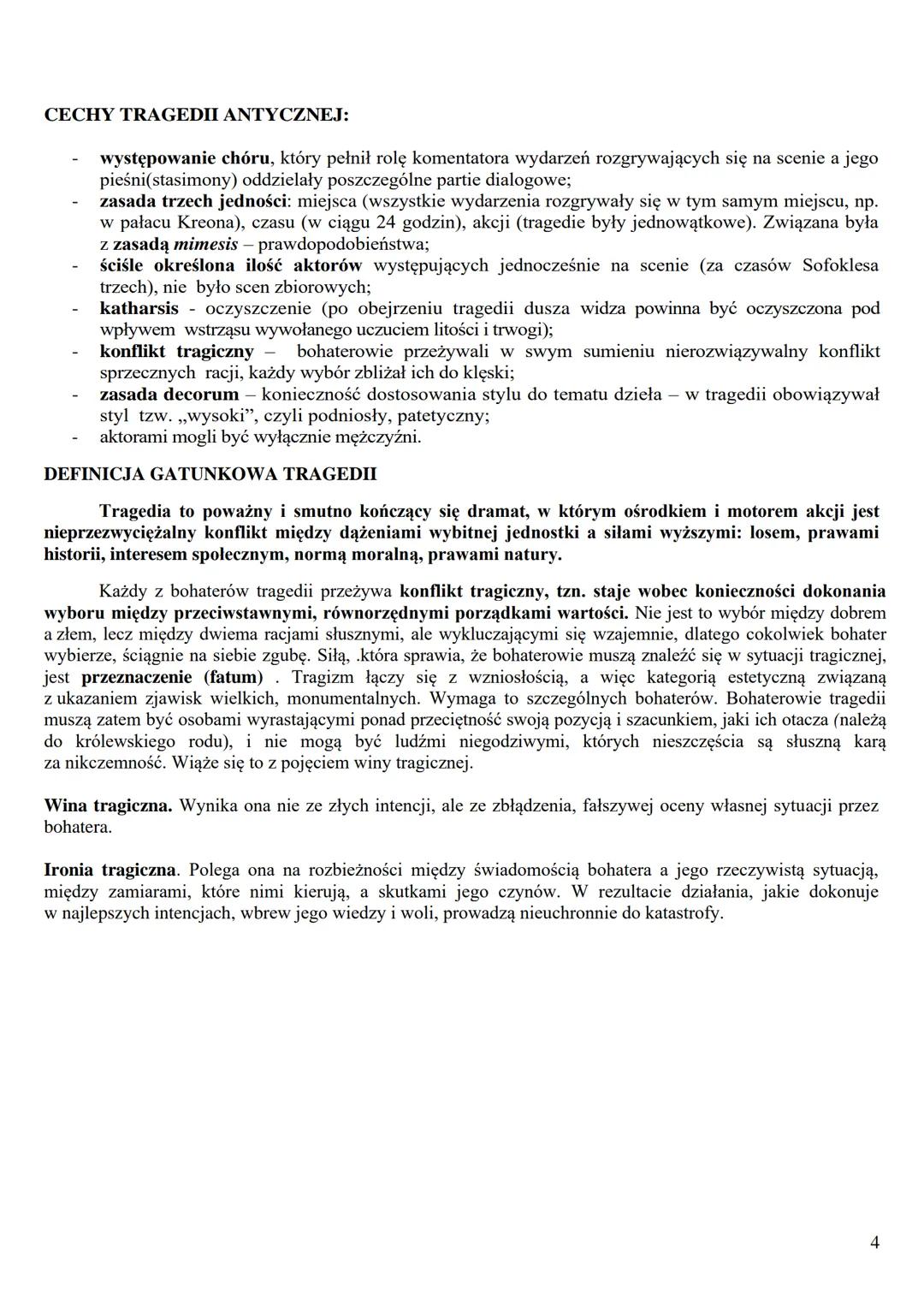 Streszczenie szczegółowe
Sofokles, ,,Antygona"
Prologos
Antygona wyznaje swej siostrze, Ismenie, zamiar pogrzebania zwłok brata Polinika. W