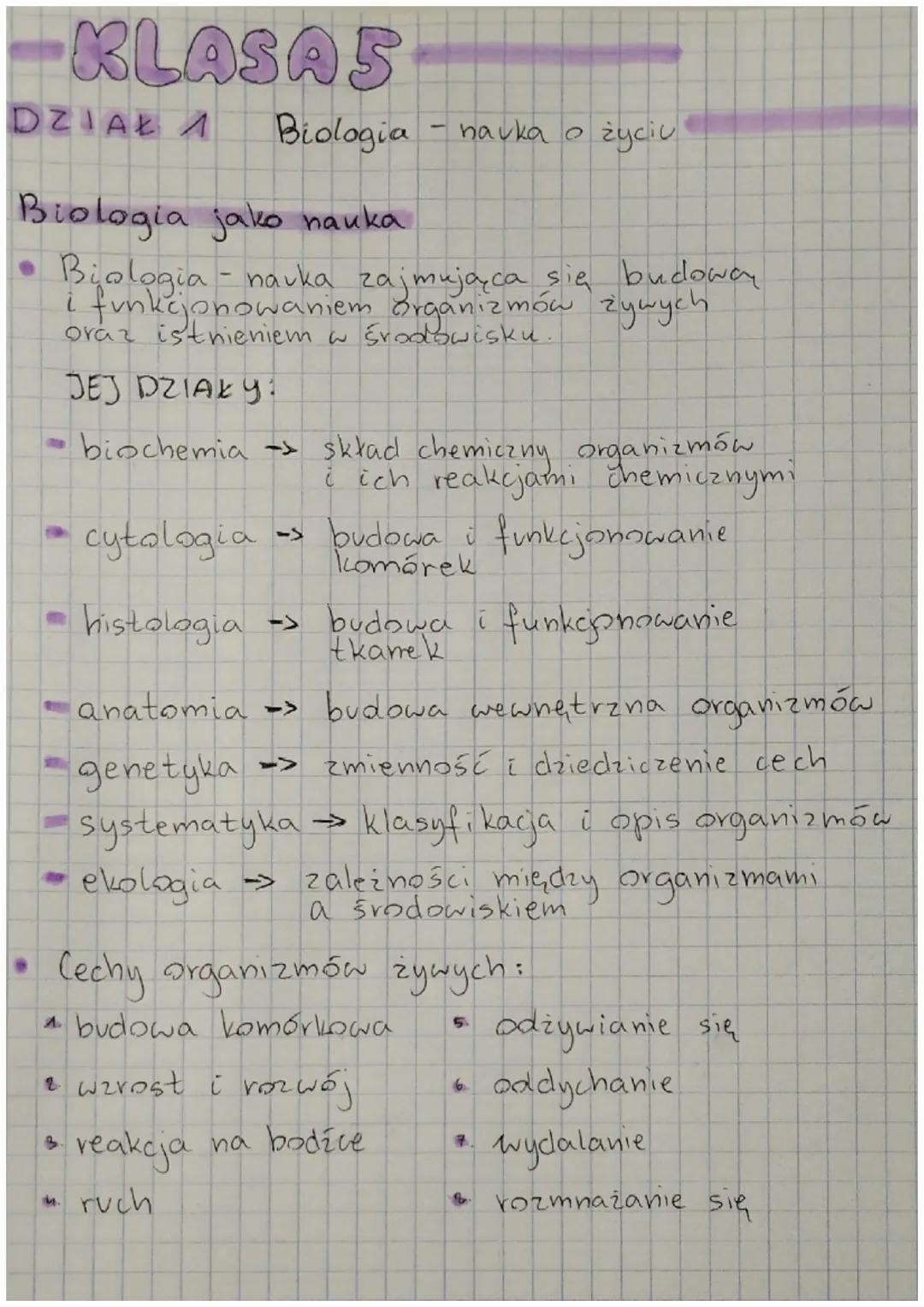 -KLASA5
DZIAŁA
Biologia
navka o życiu
Biologia jako nauka
Biologia - navka zajmująca się budowan
i funkcjonowaniem organizmów żywych
oraz is