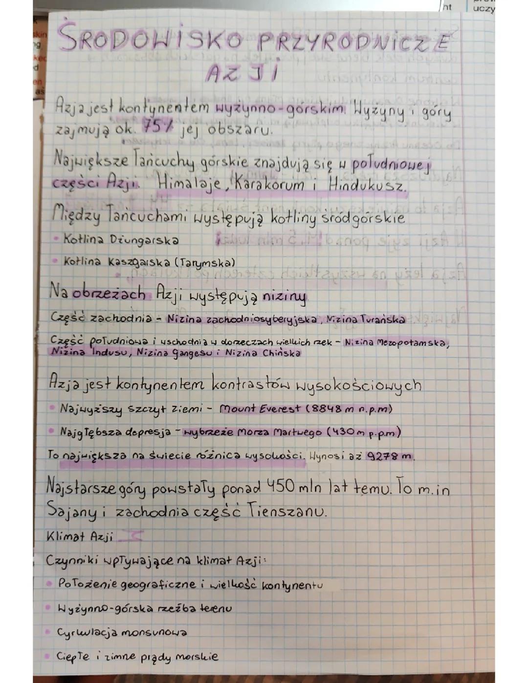 Środowisko przyrodnicze Azji