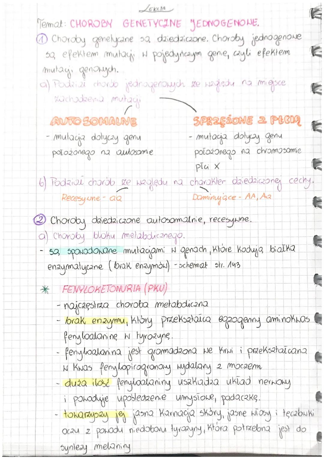 CHOROBY GENETYCZNE JEDNOGENOWE