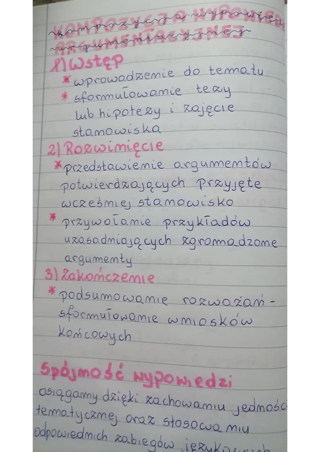 # Kompozycja wypowiedzi argumentacyjnej
## 1) Wstęp
* wprowadzenie do tematu
* sformułowanie tezy
lub hipotezy i zajęcie
stanowiska
## 2) Ro