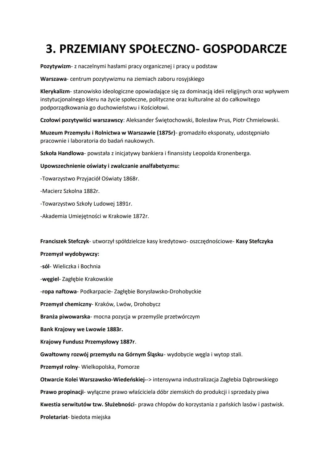 # 3. PRZEMIANY SPOŁECZNO- GOSPODARCZE
Pozytywizm- z naczelnymi hasłami pracy organicznej i pracy u podstaw
Warszawa- centrum pozytywizmu n