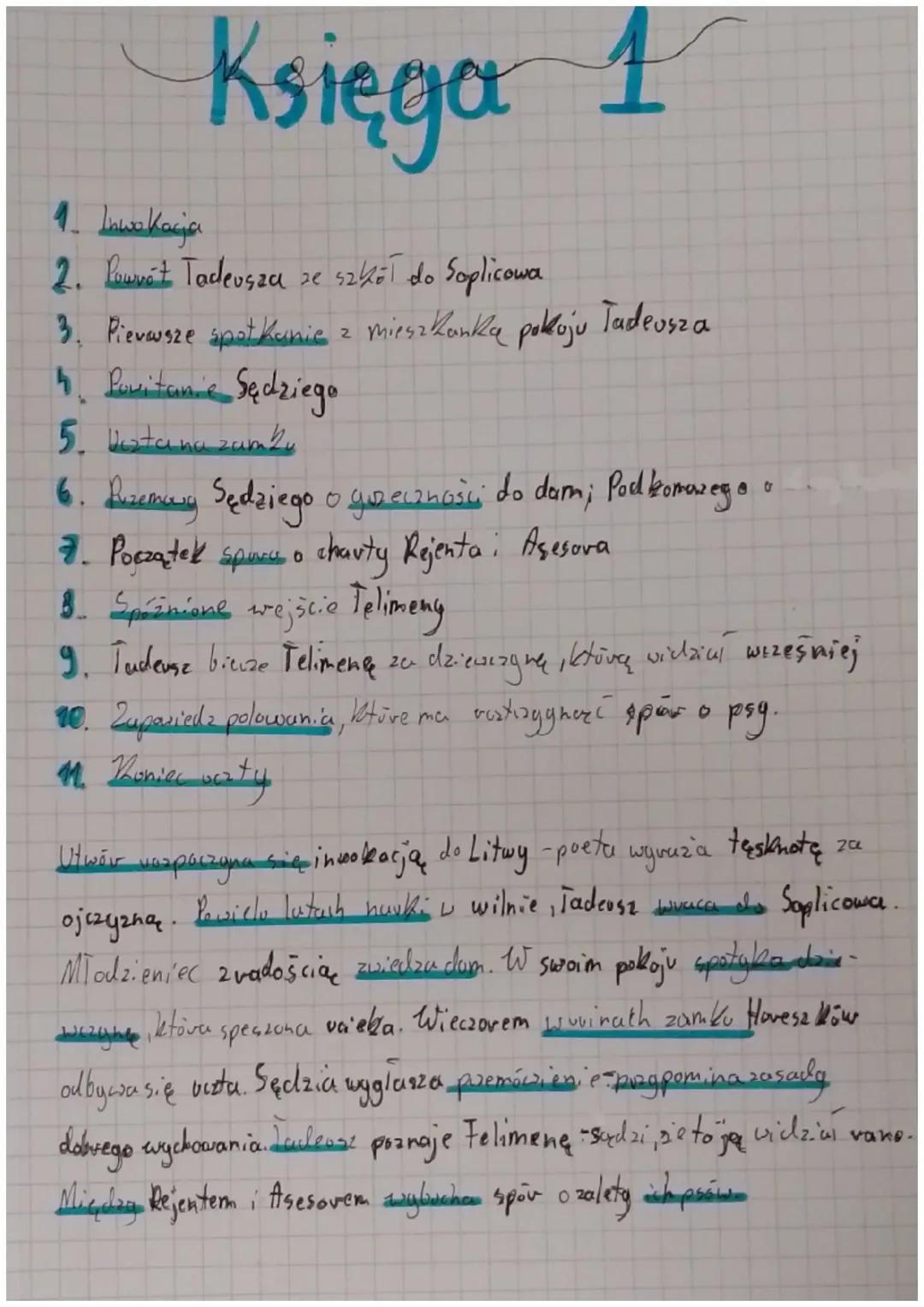 Pan Tadeusz - księga 1 - streszczenie i plan wydarzeń