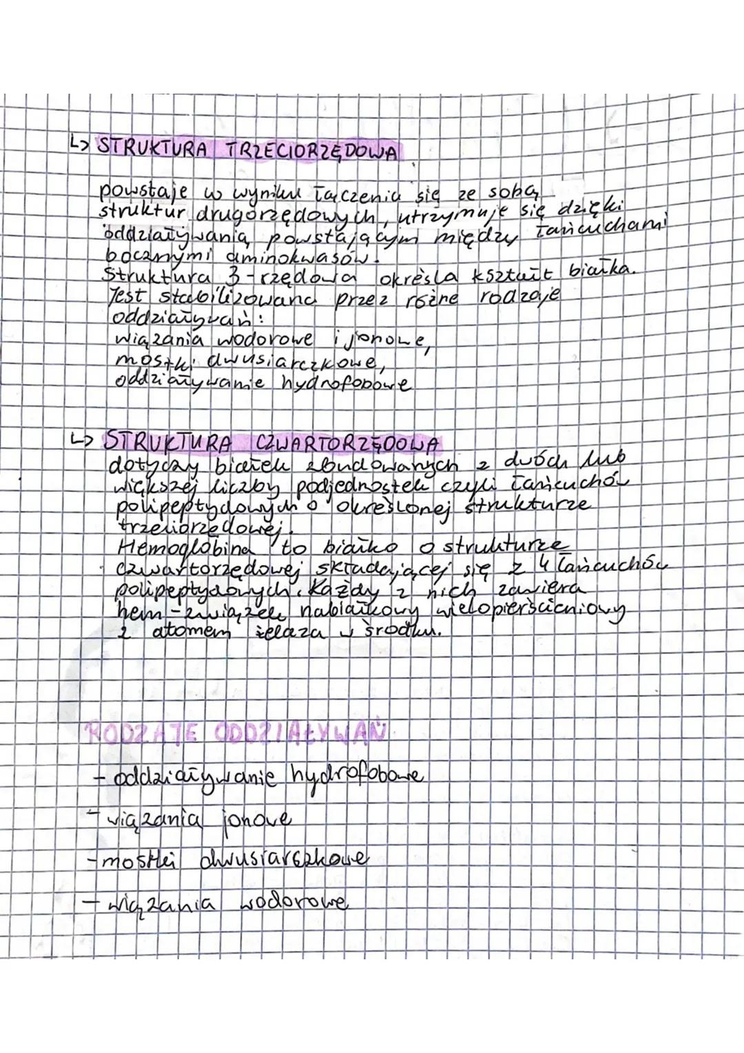 Struktua
brintek
Wiązania peptydowe między kolejnym
aminokwasami w tańcuchach polipeptydowych
sa sztywne. Wokół pozostałych wiązań
Jańcuch m