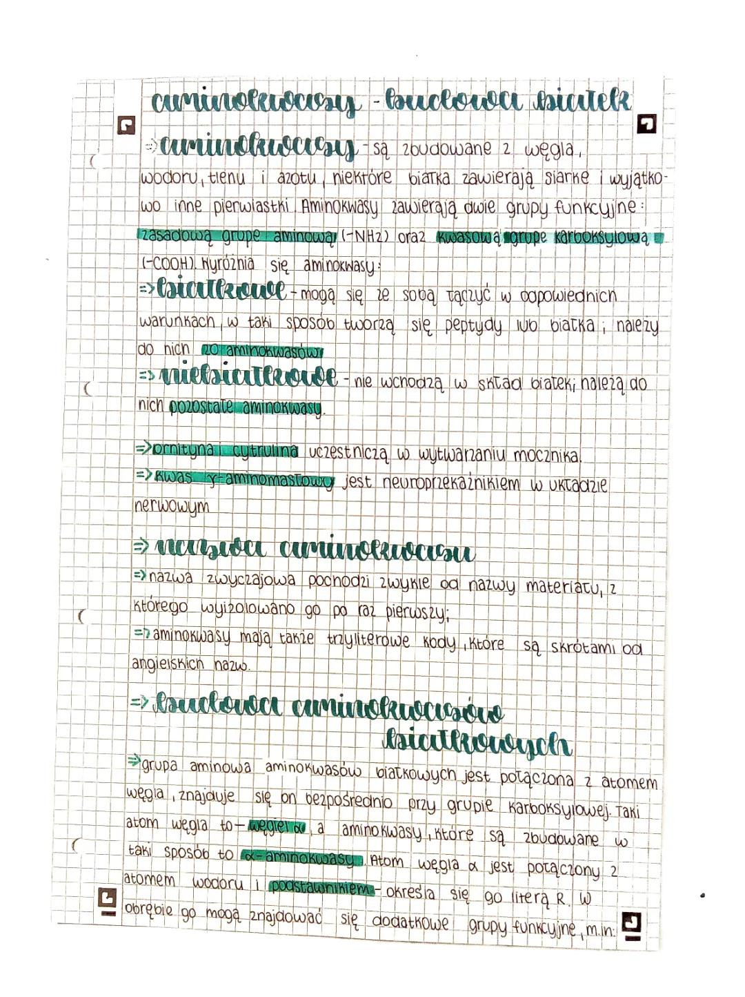 biologia-aminokwasy i białka klasa 1