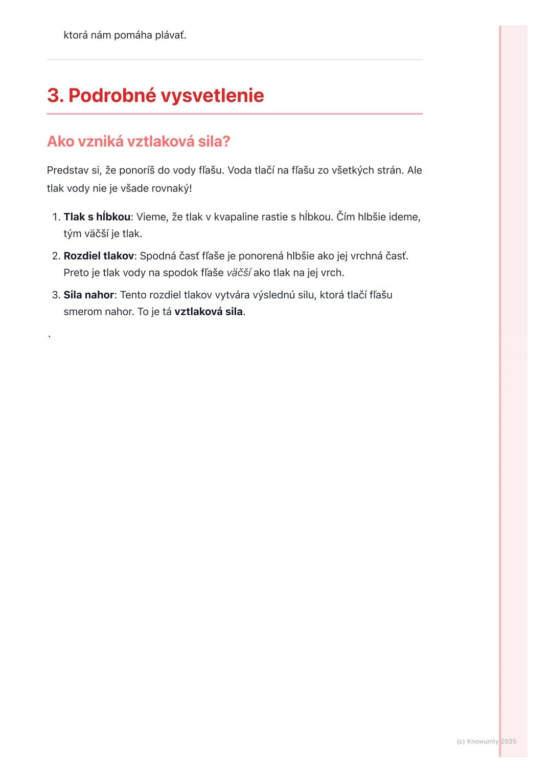 # Vztlaková sila a Archimedov
zákon
1. Prehľad a úvod
Dnes sa budeme učiť o vztlakovej sile a Archimedovom zákone. Je to dôležité,
lebo ná