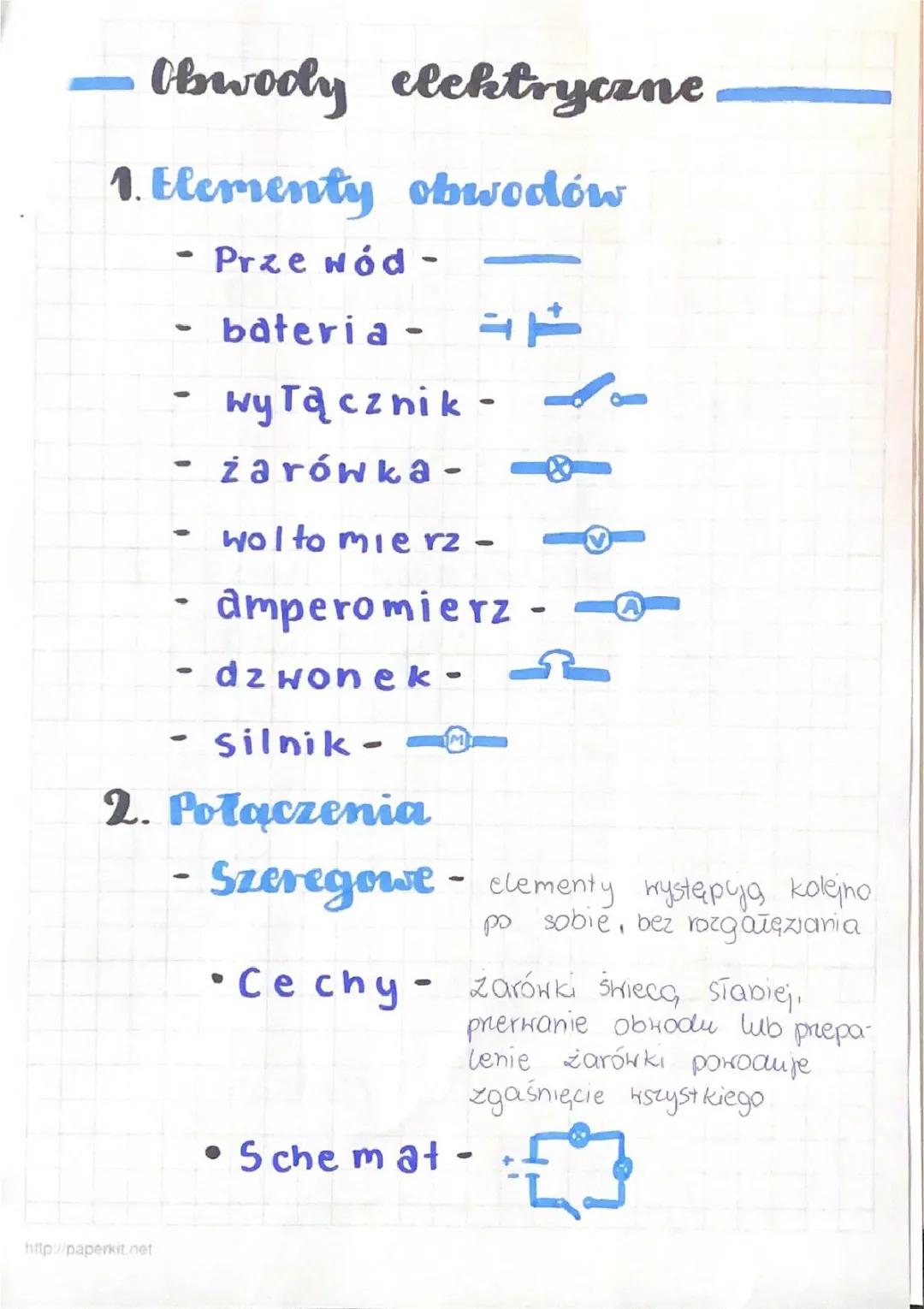 Obwody elektryczne - fizyka klasa 8