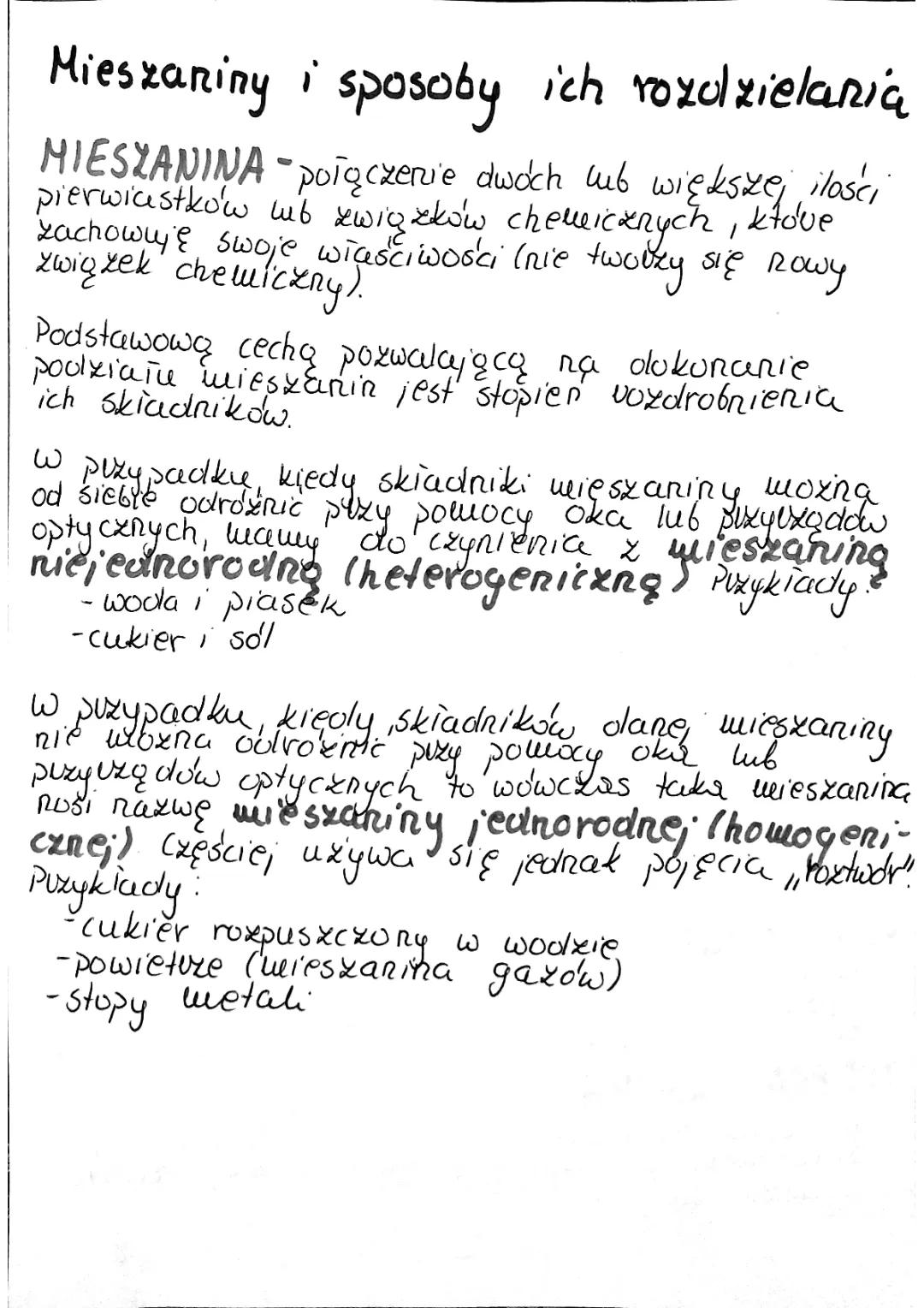 Rodzaje mieszanin i metody ich rozdzielania na składniki