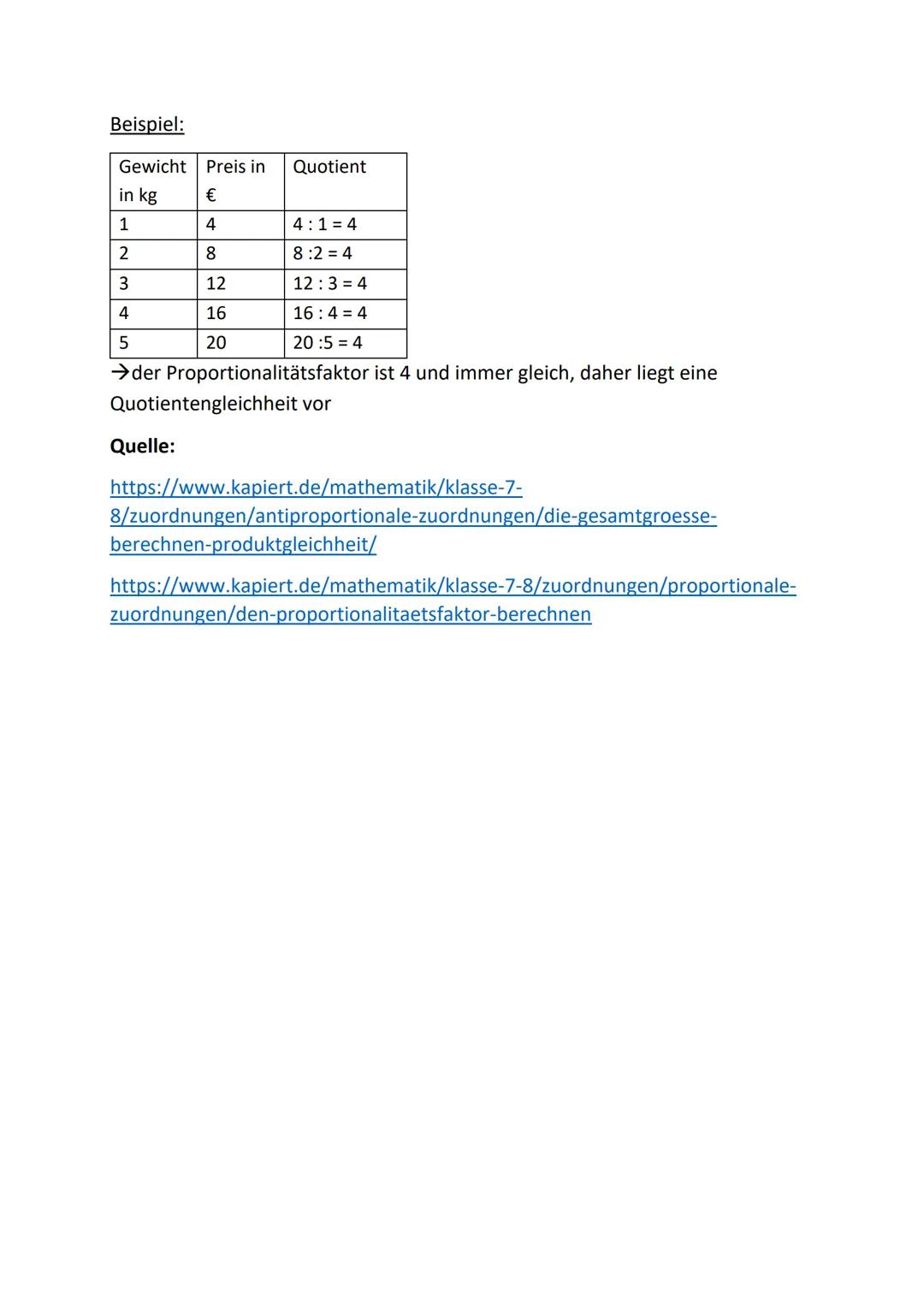 # Produktgleichheit und Quotientengleichheit
Produktgleichheit:
- Gehört zur antiproportionalen Zuordnung
* Multipliziert man bei ant