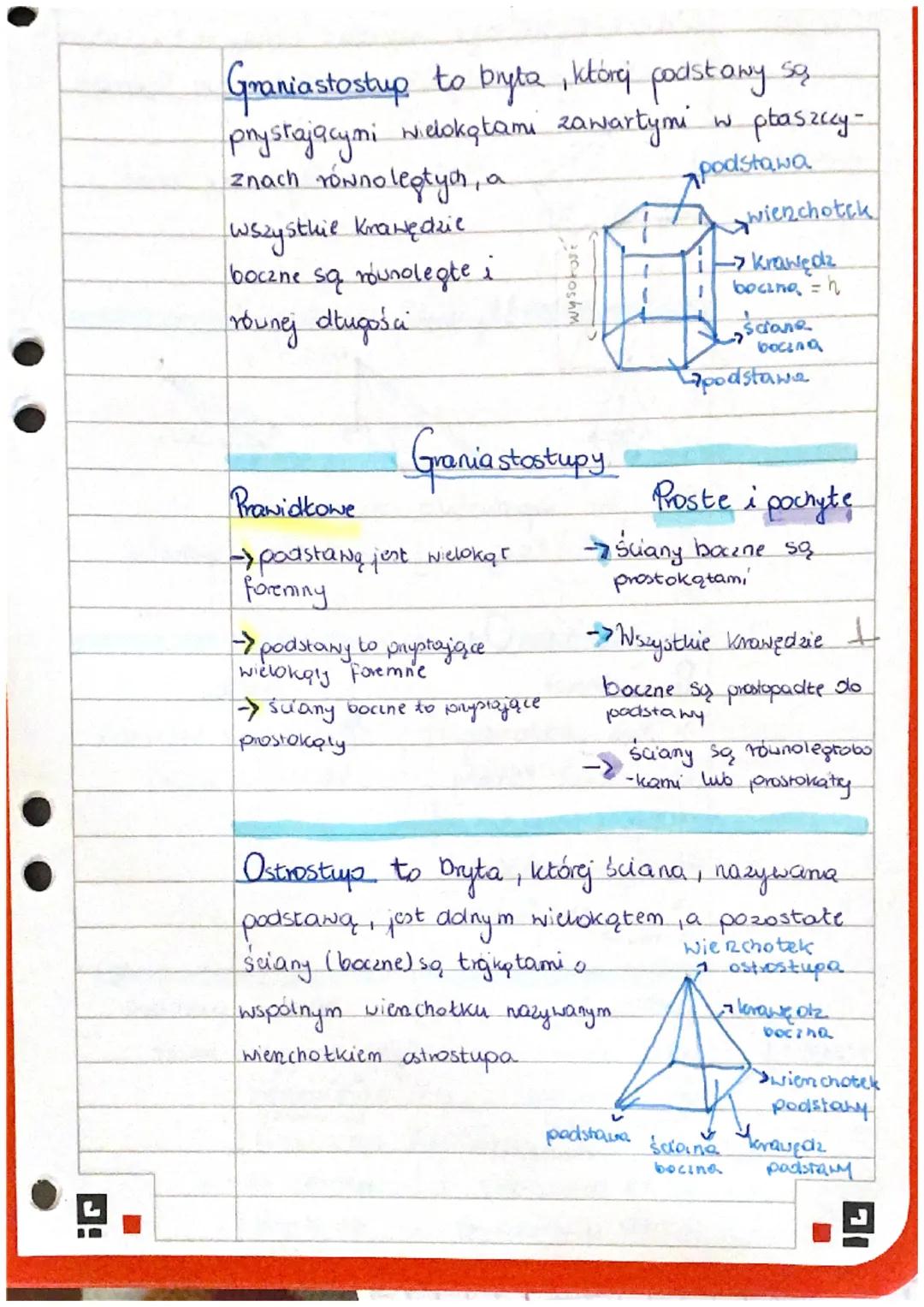 Graniastostup to bryta, której podstawy są
prystającymi w dokęłami zawartymi w płaszczy-
wielokątami
podstawa
znach równoleptych, a
wszystki