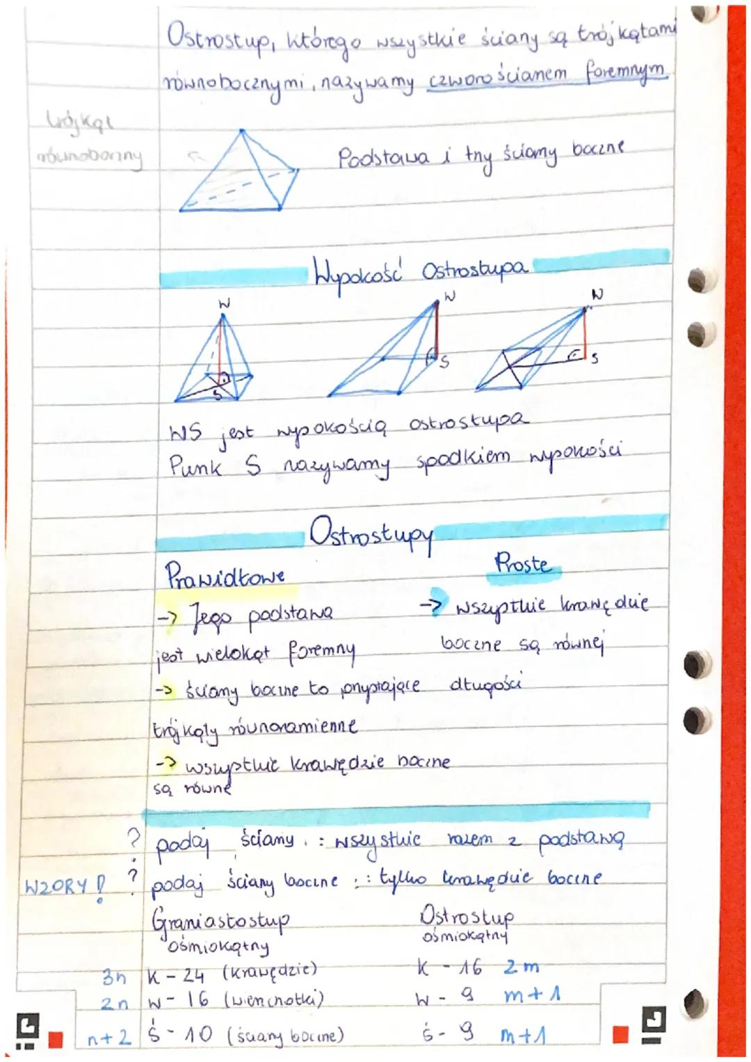 Graniastostup to bryta, której podstawy są
prystającymi w dokęłami zawartymi w płaszczy-
wielokątami
podstawa
znach równoleptych, a
wszystki