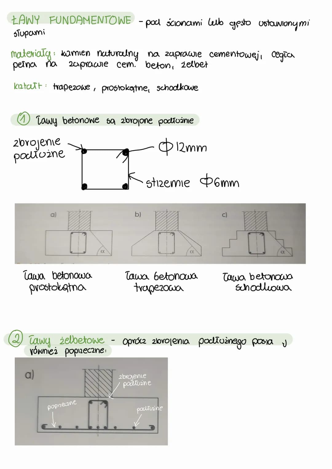 # FUNDAMENTY
- to, najniżej położona część obiektu, stanowiąca element
nośny, łącząca element budowlany z gruntem budowlanym
Zadania funda