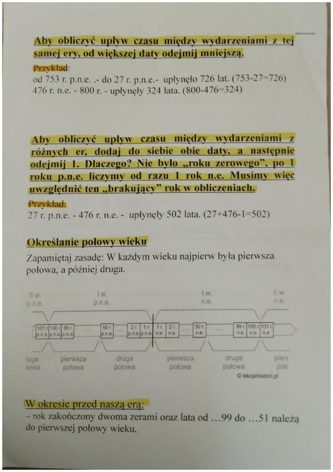 Aby obliczyć upływ czasu między wydarzeniami z tej
samej ery, od większej daty odejmij mniejszą.
Przykład:
od 753 r. p.n.e. .- do 27 r. p.n.
