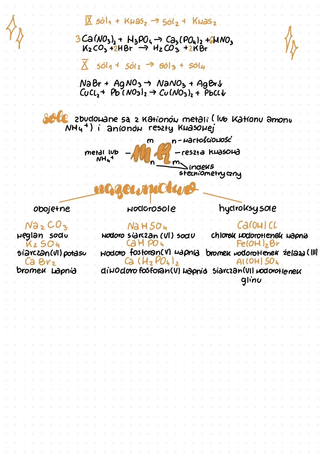 sole
metody orzymywania
I metal niemetal → sol kwasu beztlenowego.
Ca + S cas
2K + Cl₂ → 2KCL
I tlenek metalu + tlenek niemetalu → sól kwasu