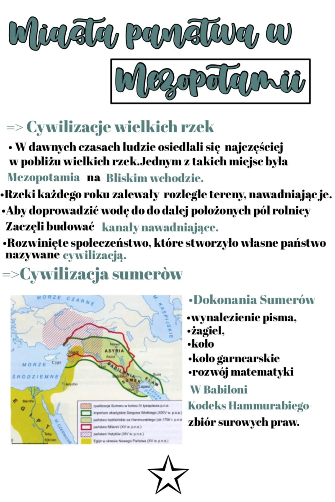 Miqēta panētwa w
Mezopotamii
Cywilizacje wielkich rzek
• W dawnych czasach ludzie osiedlali się najczęściej
w pobliżu wielkich rzek.Jednym z