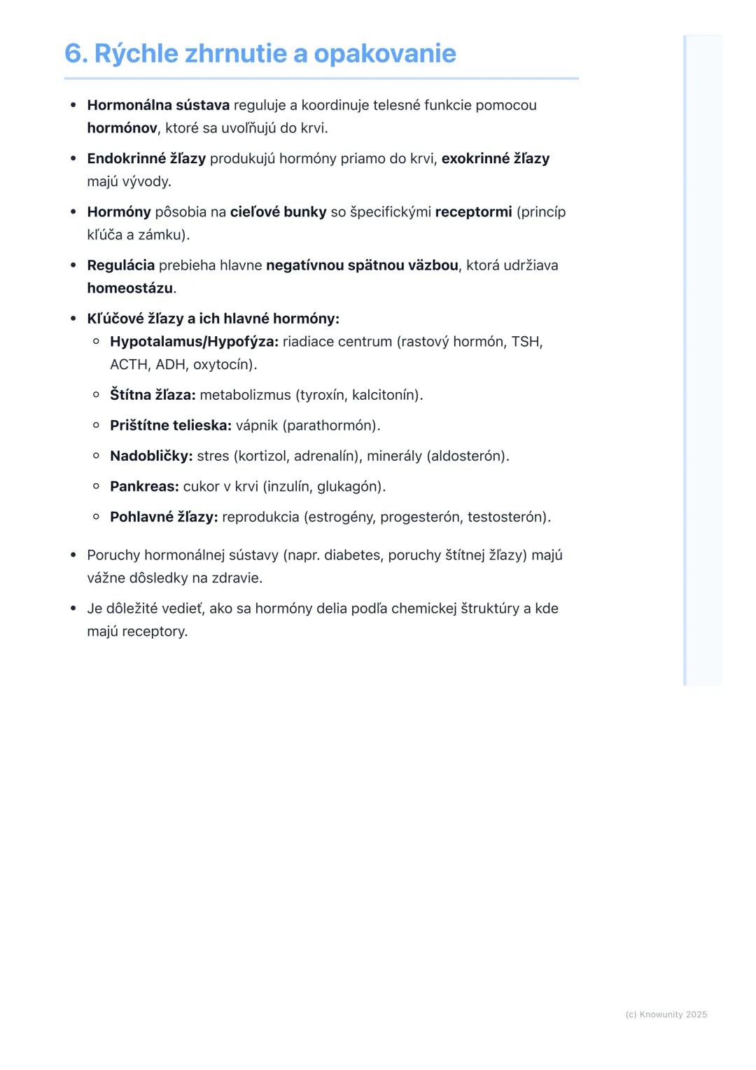 # Hormonálna sústava
1. Prehľad hormonálnej sústavy
Hormonálna sústava, alebo endokrinná sústava, je jeden z dvoch hlavných
regulačných sy