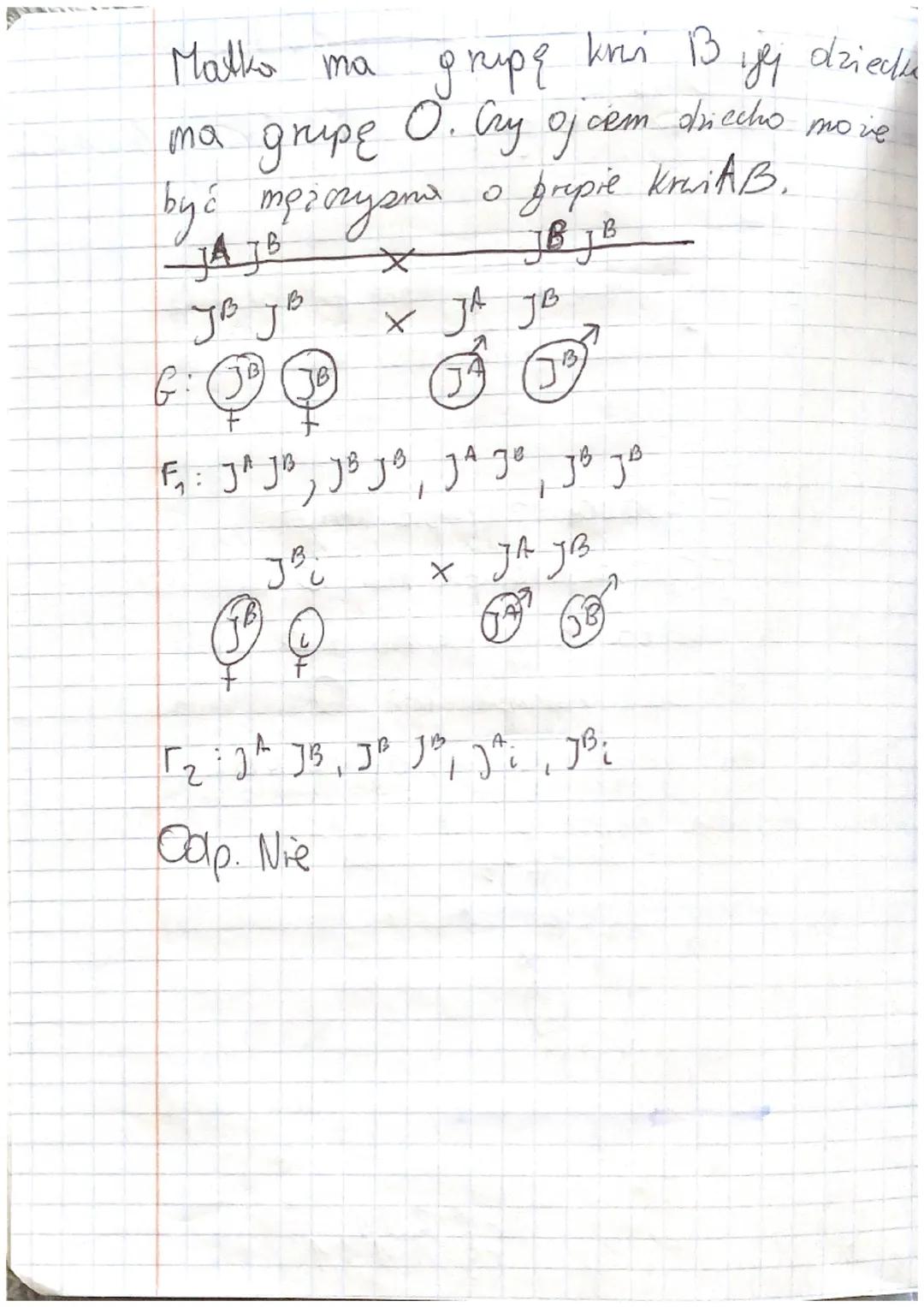 -6
TEM AT: Dziedziczenie grup kui u arłowieka. 8. 11. 2022,
A
NA
B
B
AB
D
JAJA, JA; - osoba ogrupie krui A
JB JB JB; - Osoba o grupie