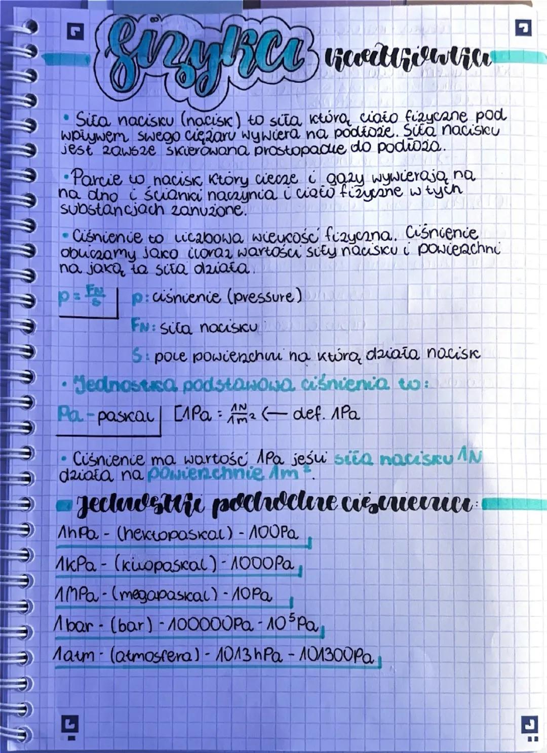 د
# My Godtzoulite
• Sita nacisku (nacisk) to sita którą ciało fizyczne pod
wpływem swego ciężaru wywiera na podłoże. Sita nacisku
jest za