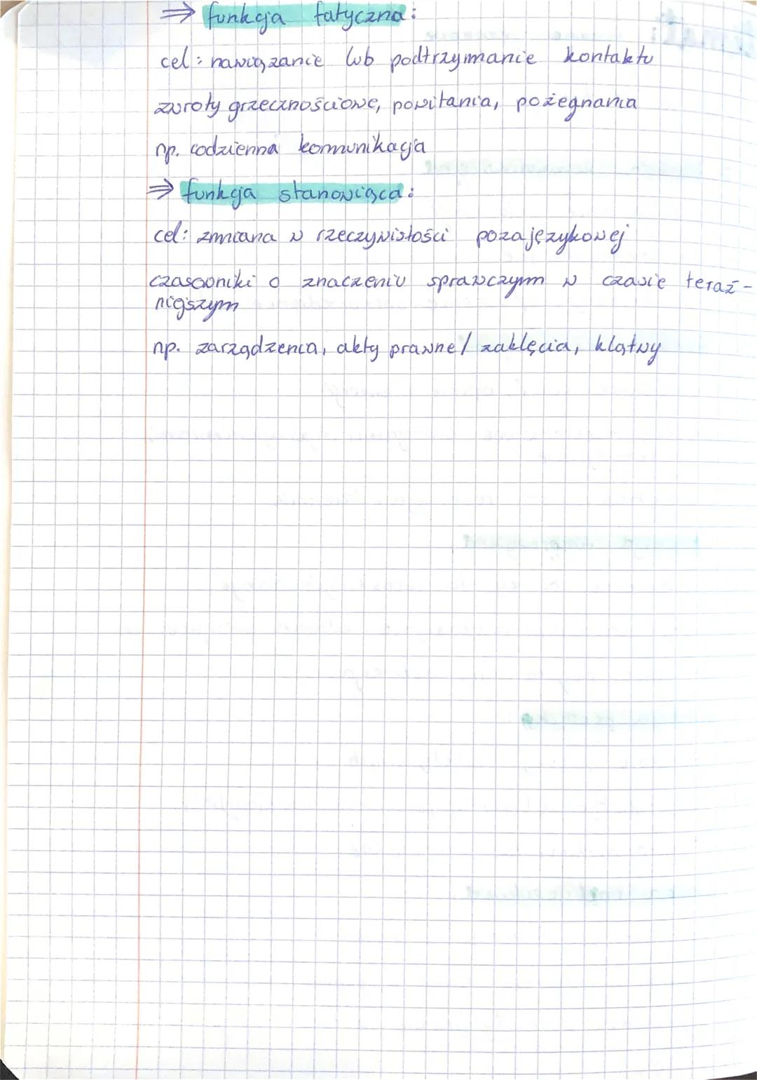 Temat: Funkyje językowe
* rodzaje fünkyi językowych
⇒funaja kommunikacyjna:
cel: przekazanie informacji
zdania oznajmujące
np. tekst nawko