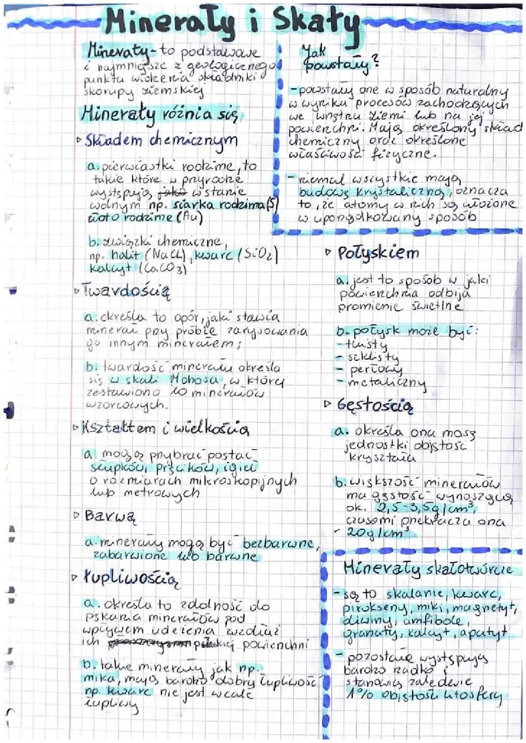 MINERAŁY I SKAŁY / geografia rozszerzona klasa 1