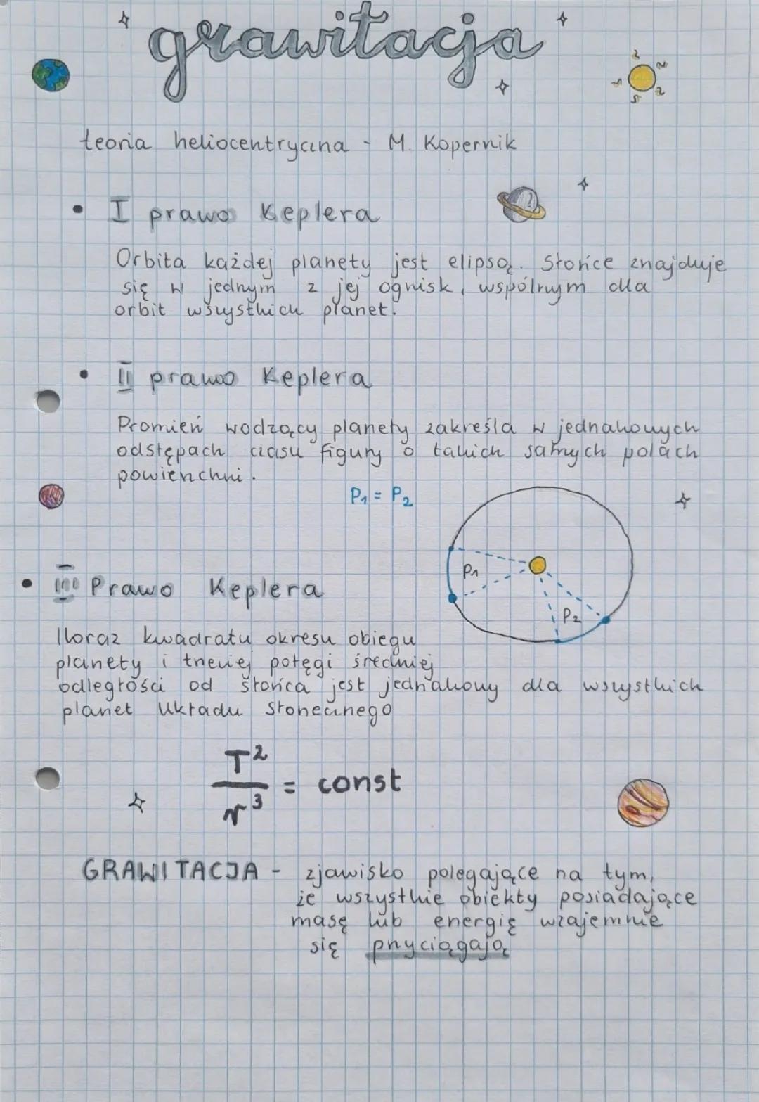 grawitacja, prawo Keplera, pole grawitacyjne