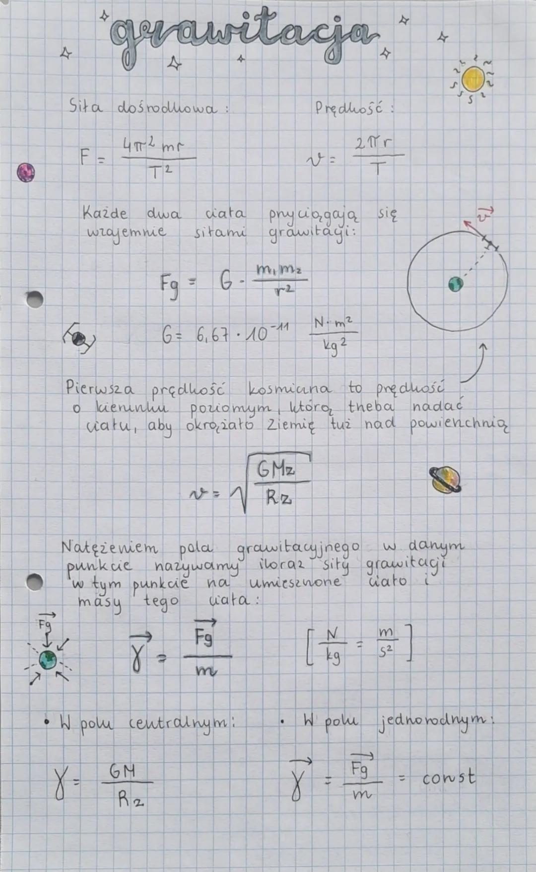 LO
grawitacja
teoria heliocentryczna - M. Kopernik
I prawo Keplera
Orbita każdej planety jest elipso. Stońce znajduje
z jej ognisk wspólnym