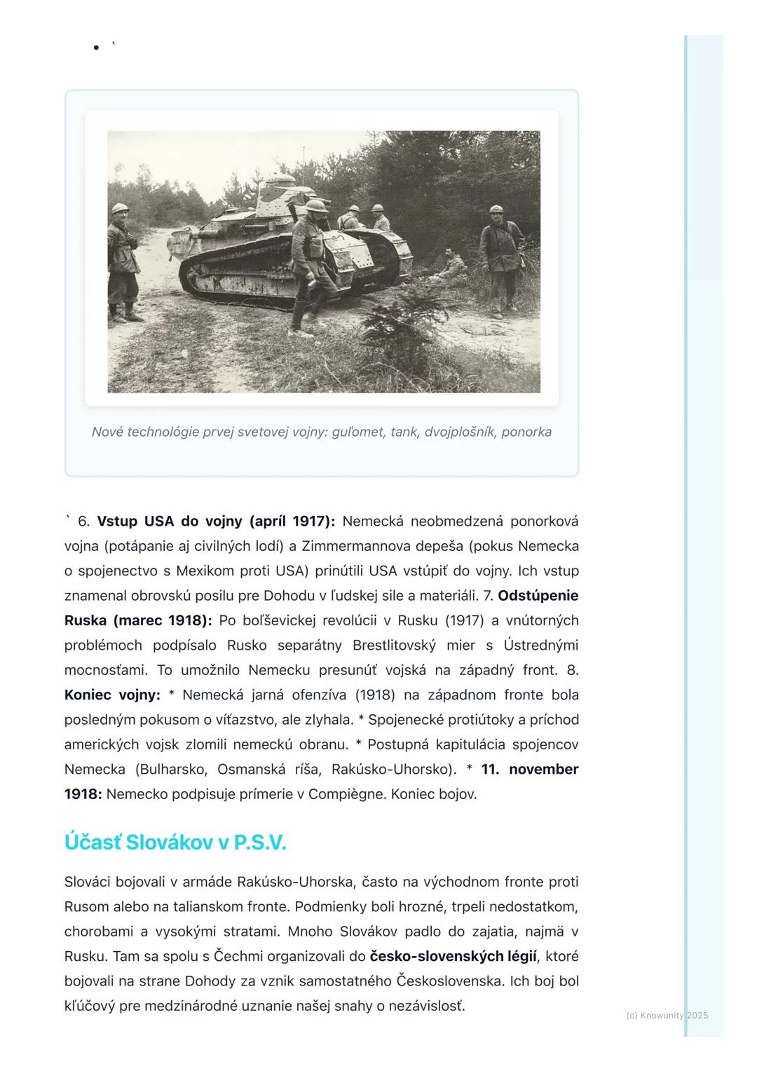 # Prvá svetová vojna
## 1. Prehľad prvej svetovej vojny
Prvá svetová vojna (skrátene P.S.V.) bola obrovský globálny konflikt, ktorý
prebie