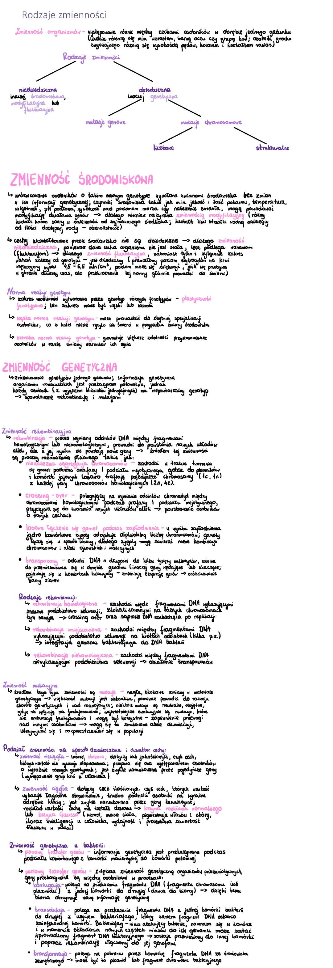 Rodzaje zmienności organizmów