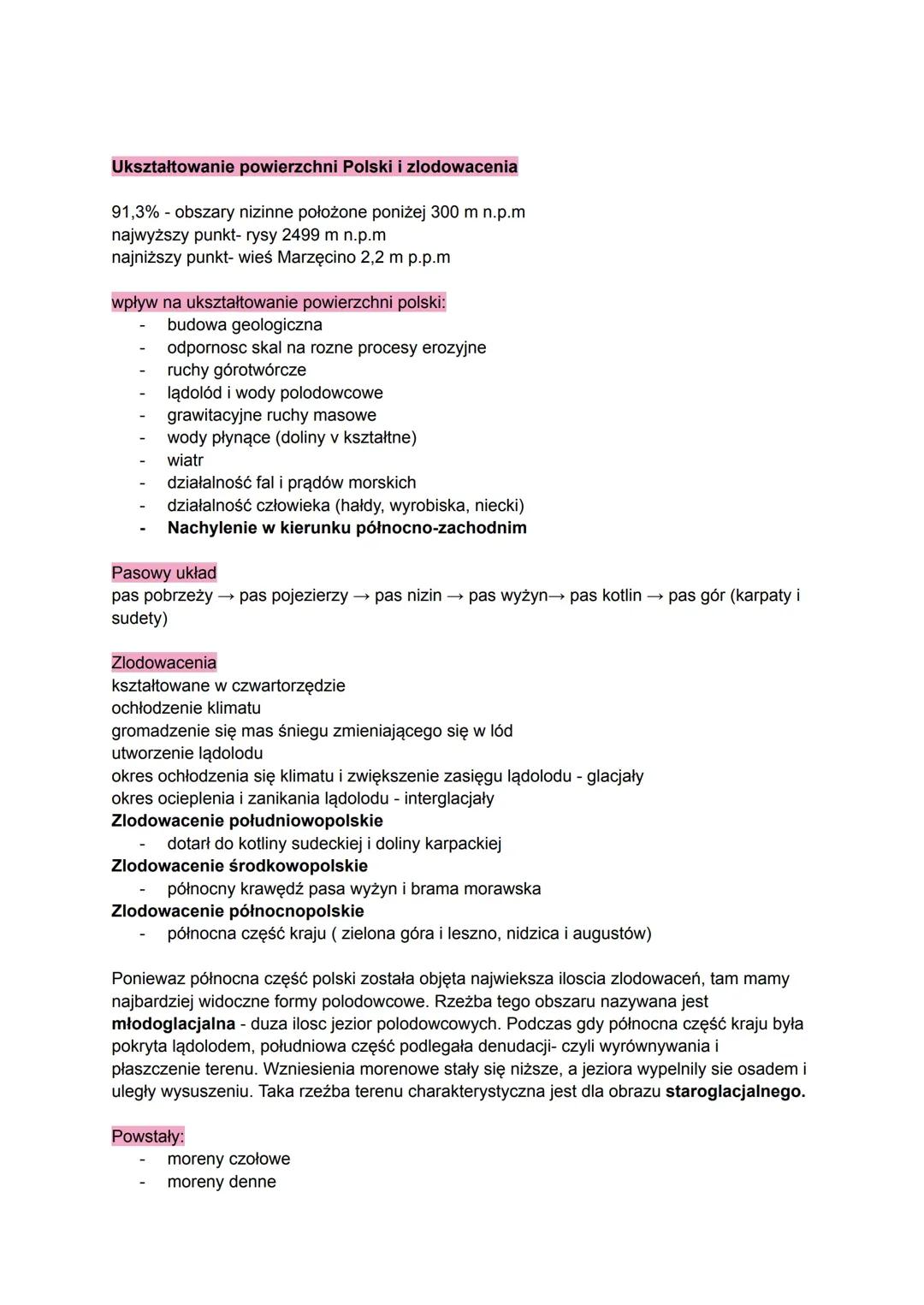 Ukształtowanie krajobrazu polski