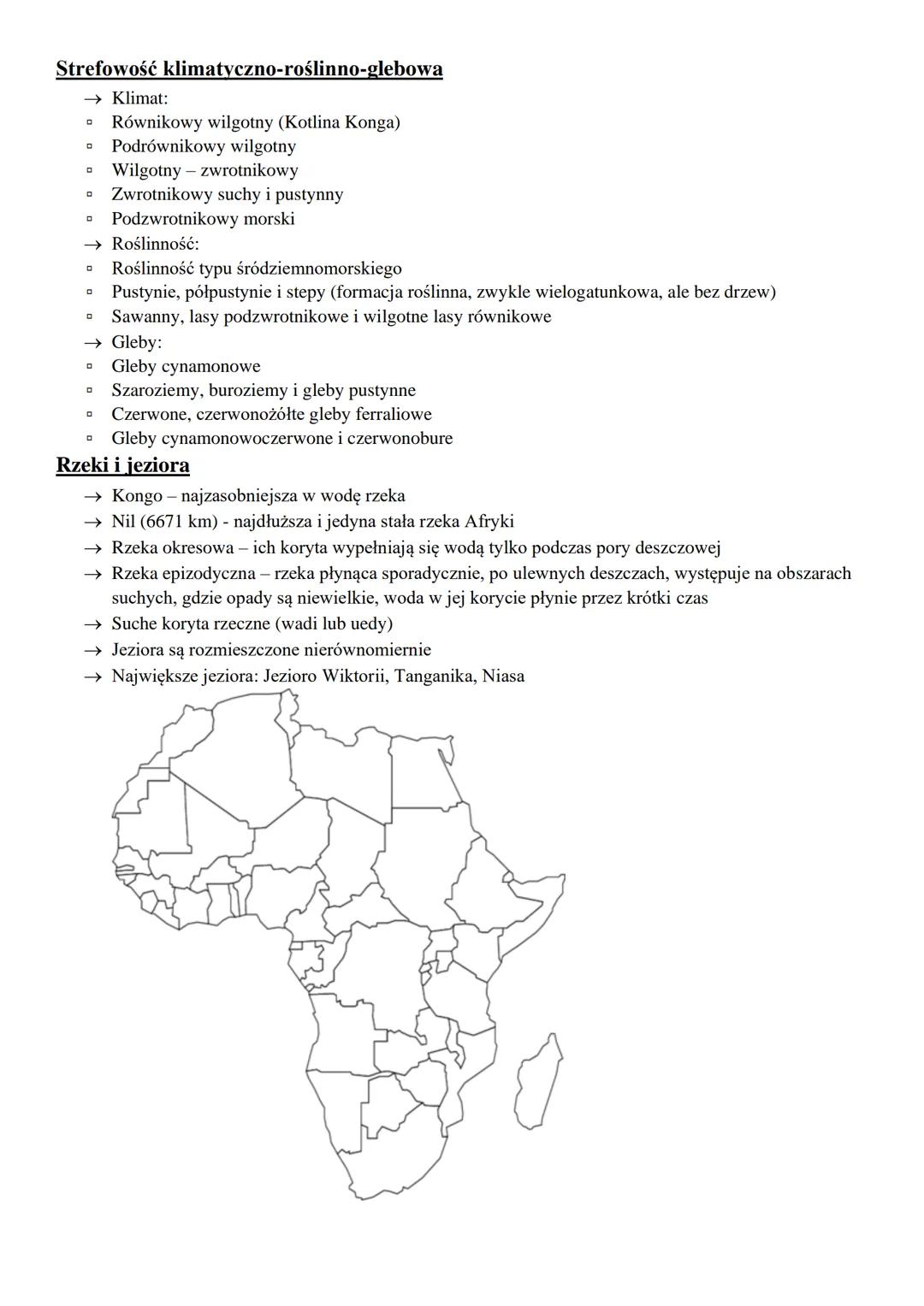 # 1. Środowisko przyrodnicze Afryki
Ukształtowanie terenu
Afryka jest kontynentem typowo wyżynnym (średnia wysokość wynosi 658 m n.p.m.)