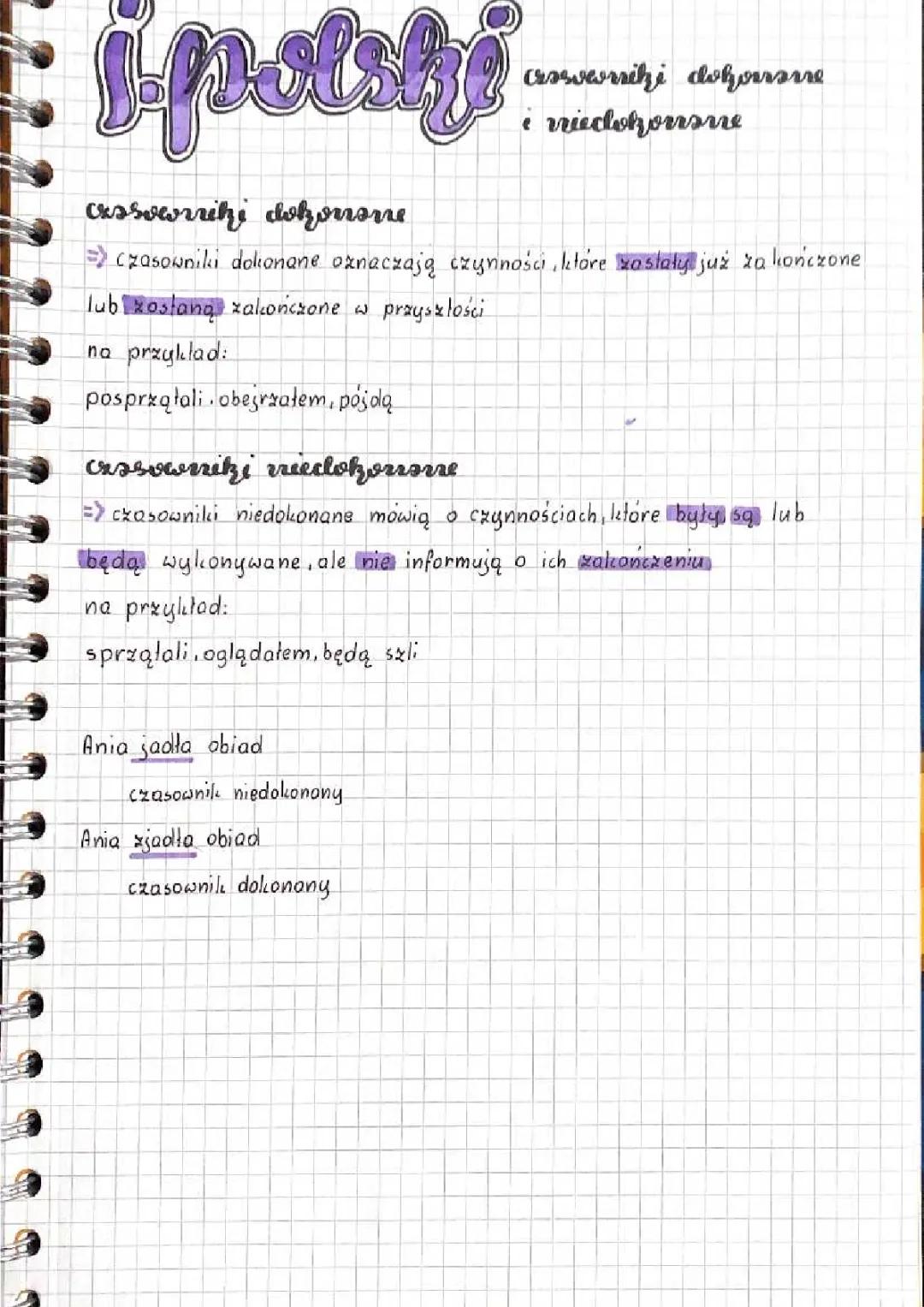 Czasowniki dokonane i niedokonane