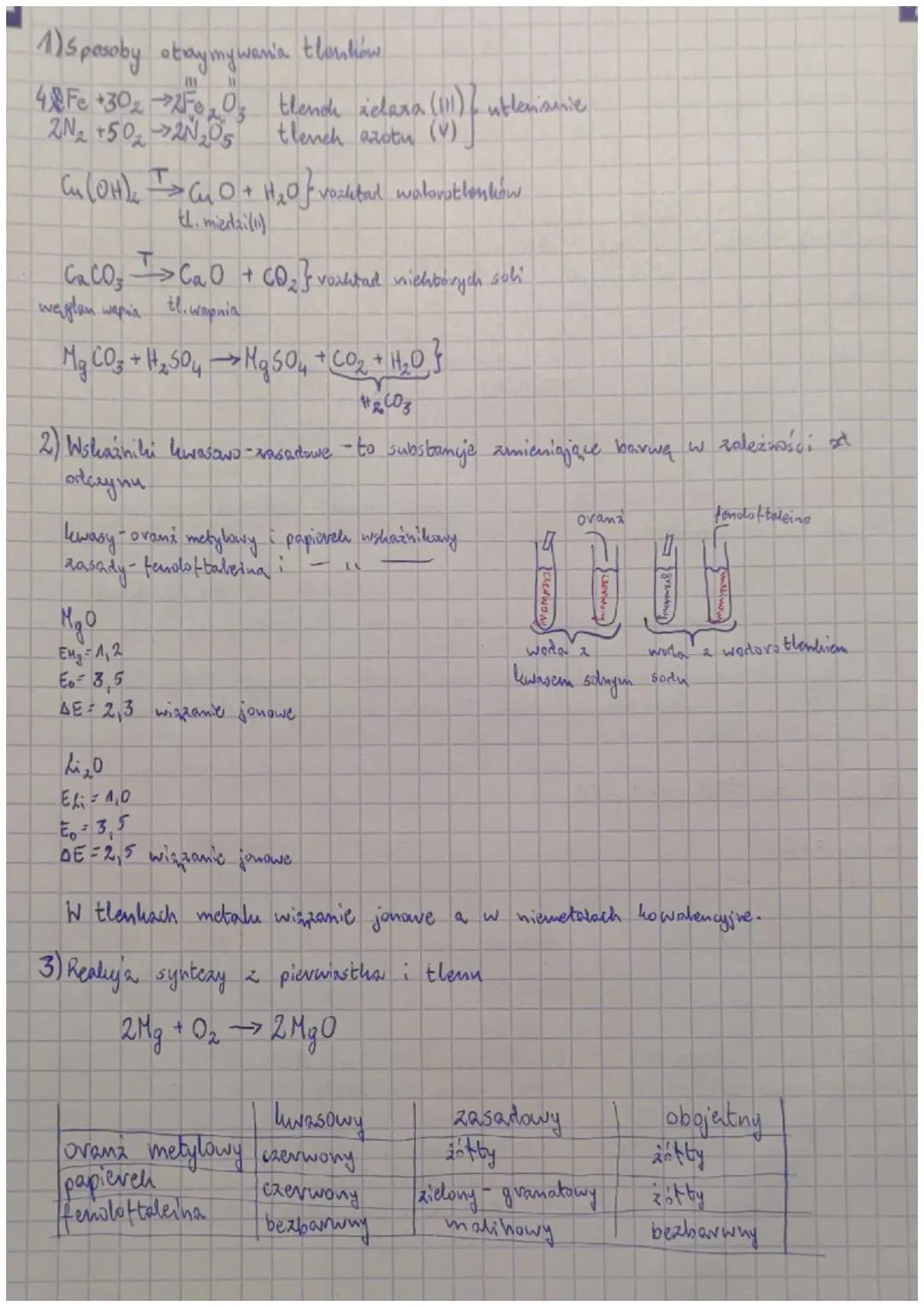 # 1) Sposoby otray my warna tleniów
4 Fe+302$\rightarrow$2Fe₂O₃ thench żelaza (11) utlenianie
2N₂ +50₂$\rightarrow$2N₂O₅ tlench azotu (V))