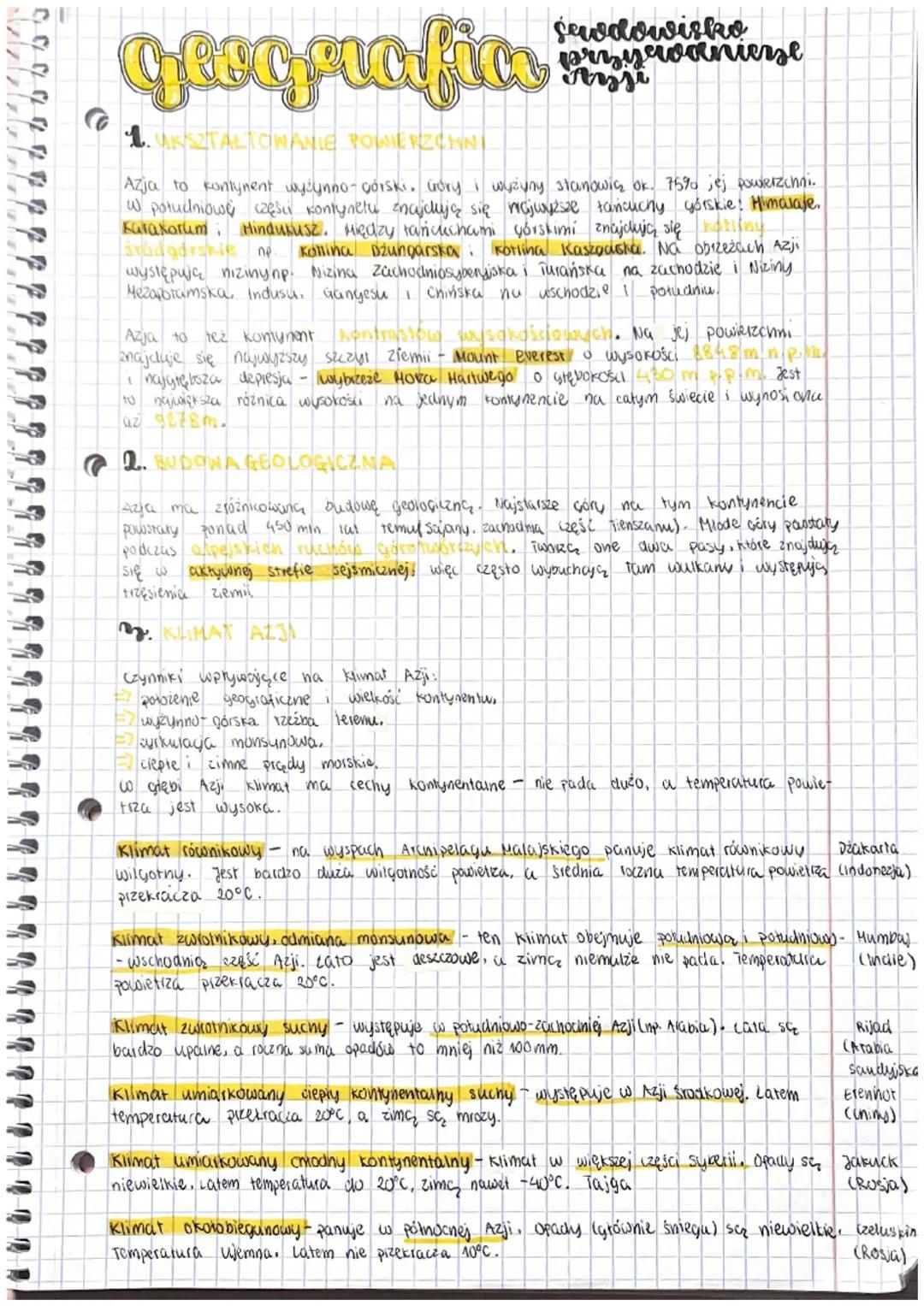 Środowisko przyrodnicze Azji ✨