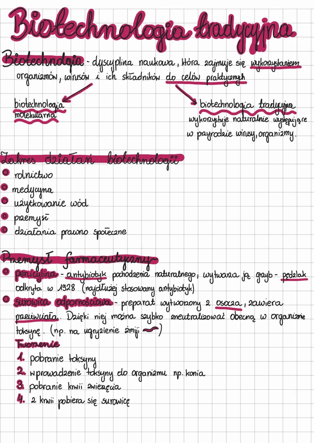 # Biotechnologia tradyyjna.
Biotechndaia-dyscyplina naukowa, która zajmuje się wykorzystaniem
organizmón, wirusów i ich składników do celów