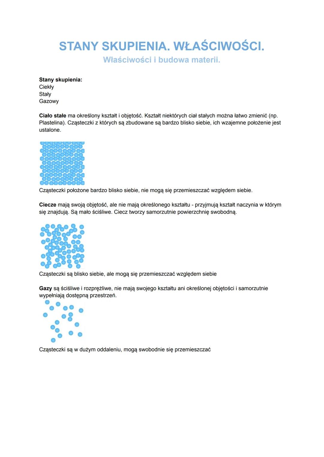 Stany Skupienia - Właściwości