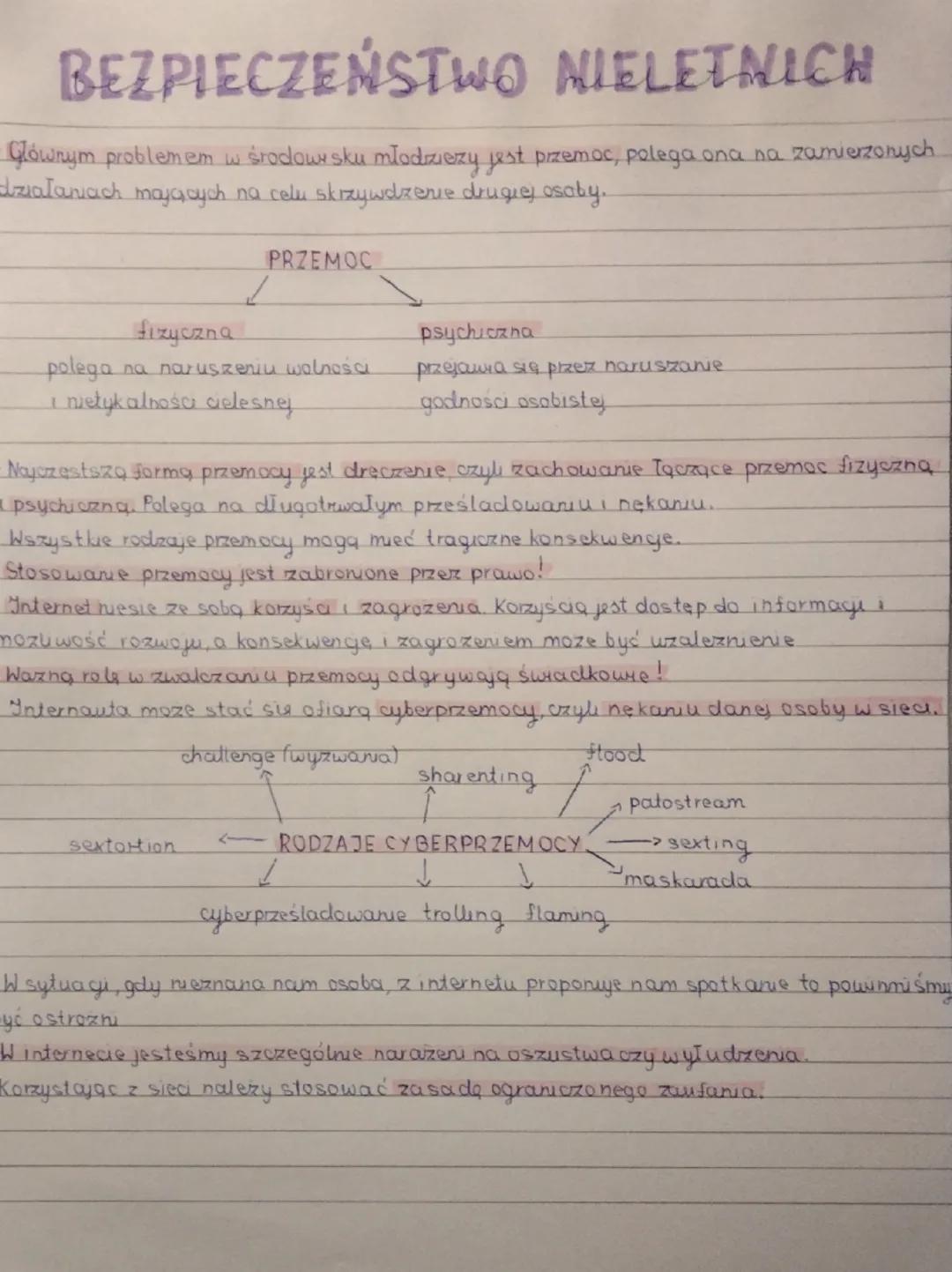 # BEZPIECZEŃSTWO NIELETNICH
Głównym problemem w środowisku młodziezy jest przemoc, polega ona na zamierzonych
działaniach majacych na celu
