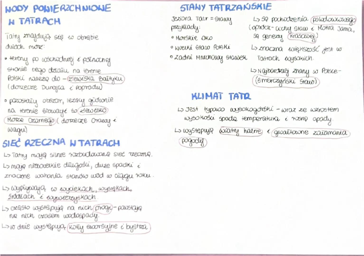 1)POŁOZENIE TATR
o
ZRÓŻNICOWANIE ŚRODOWISKA
• Tatry- najwyższe pasmo górskie Karpat
。 cechach rzeźby wysokogórskiej, leżąca
środkowej części
