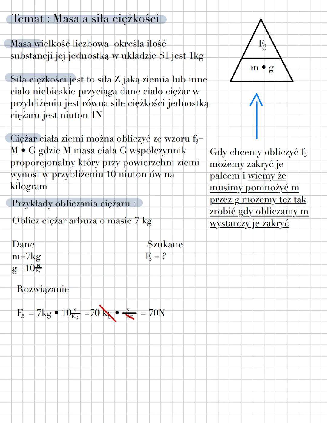 Masa a siła ciężkości