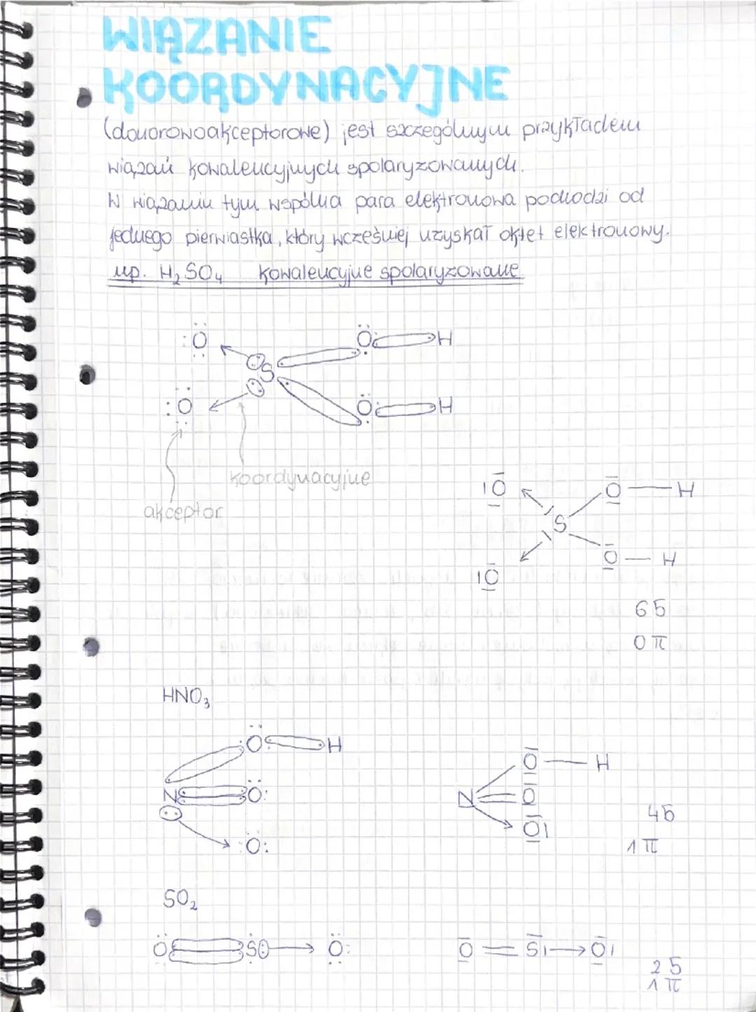 WIĄZANIE
KOORDYNACYJNE
(douoronoakceptorowe) jest szczególnym przykładem.
wiązań Kowalencyjnych spolaryzowanych...
W wiązaniu tym wspólla pa